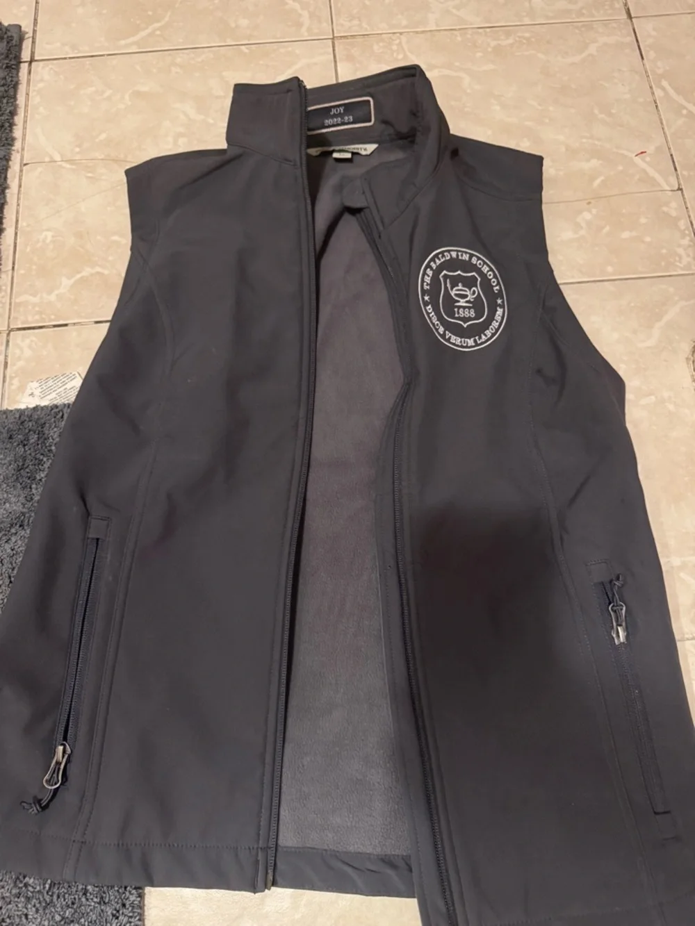 Port Authority Men s Black Softshell Vest with School Crest